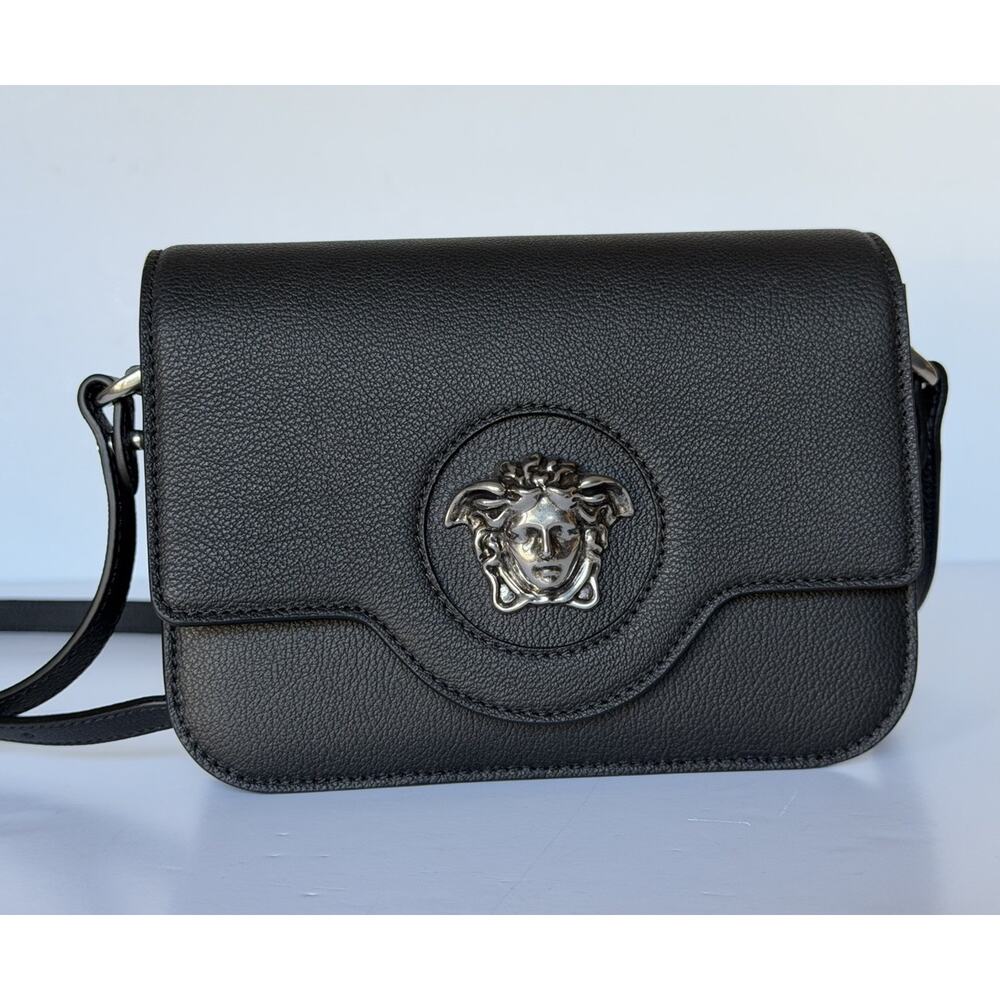 Versace Gold Medusa Head Leather Black Small Shoulder Bag 1008100 NWT $1750 - Picture 4 of 16